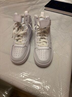 Nike Kids White High-Top Sneakers with Ankle Strap